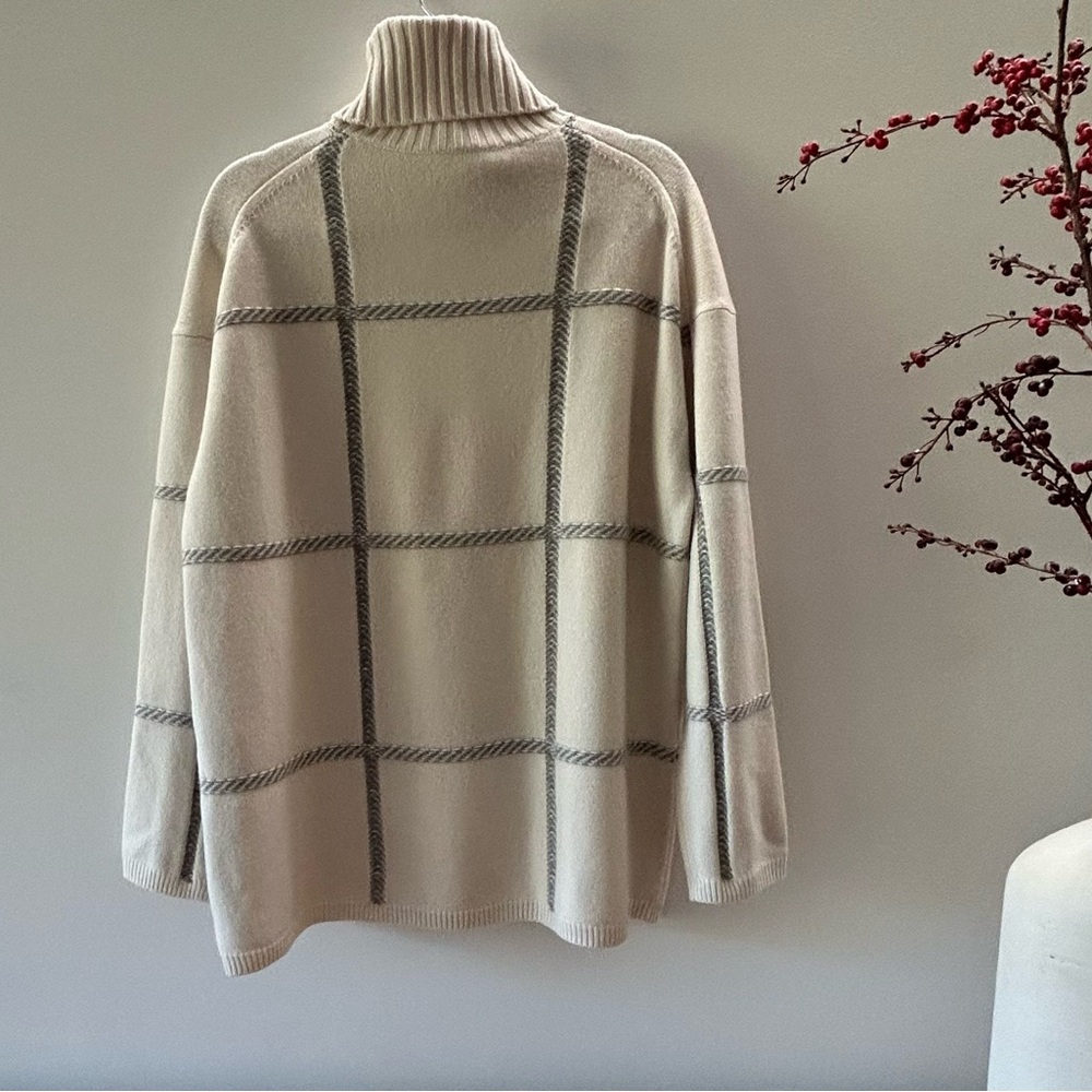 JOSEPH Turtleneck Merino Wool Cream Grey Warm Size M Excellent condition ￼￼￼ - Picture 3 of 11
